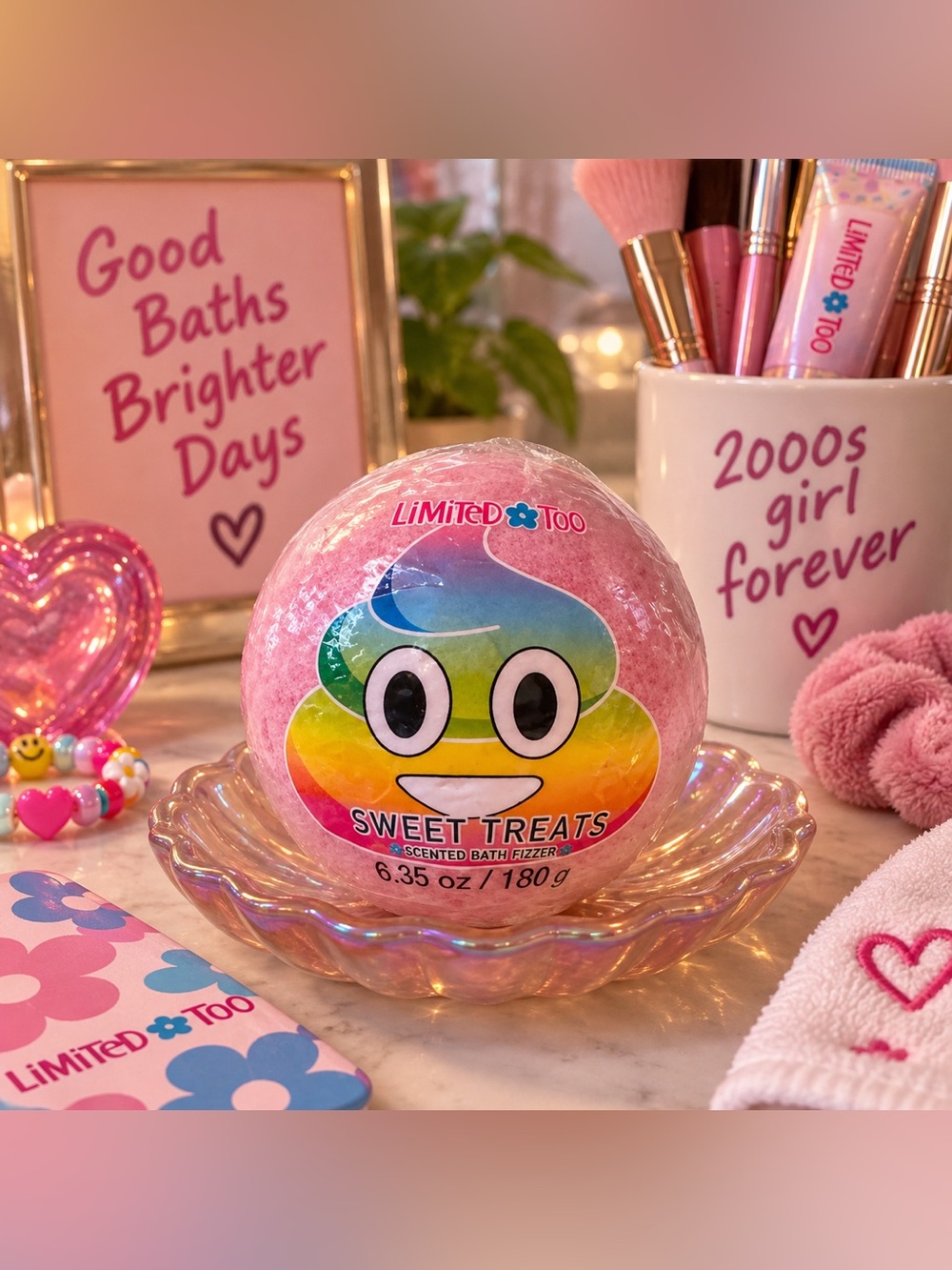 NIP Limited Too Sweet Treats Rainbow Poop Bath Fizzer 6.35 oz Rare
